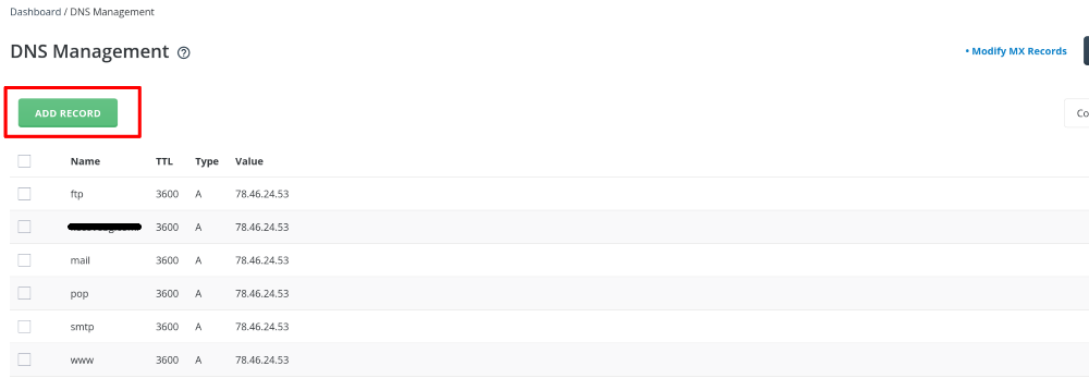 ADD Record - DNS Management