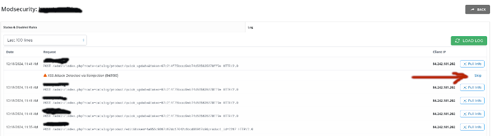 Disable rule in ModSecurity