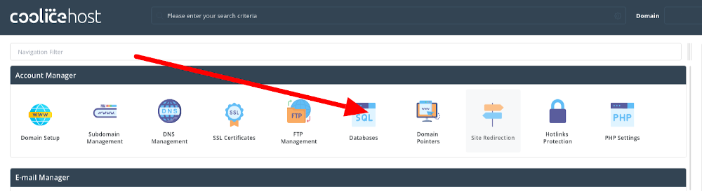 Databases Import in Directadmin