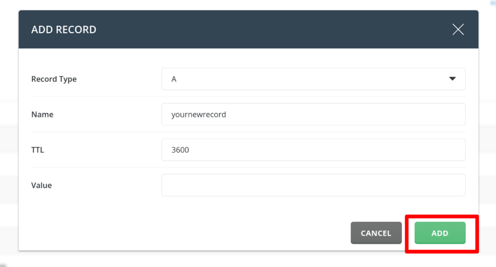 Enter Name and Value of TTL