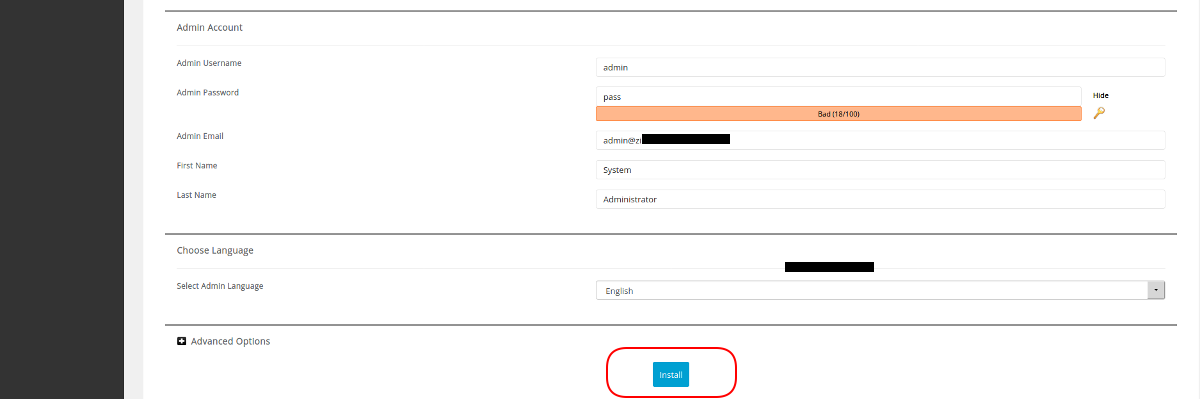 Opencart installation - DirectAdmin